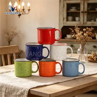 15oz perkhemahan speckled cawan