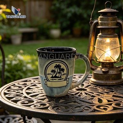 Cawan berlapis reaktif stoneware dengan logo tersuai