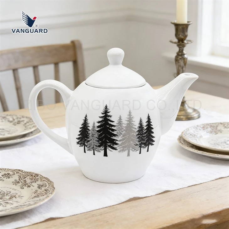 Cerek kopi putih stoneware