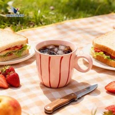 Mug Seramik Bercetak Skrin Merah Jambu